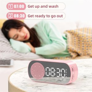 Wireless Bluetooth Speaker with Built-in LED Light and Alarm Clock Support TF Card