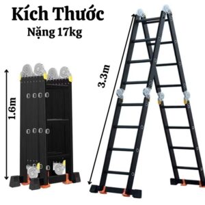 4-Section A-Frame Folding Aluminum Ladder with Wheels HUDI Load
