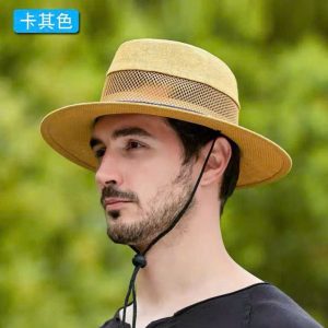 Wide-brimmed straw fedora hat for men and women