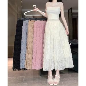 Youthful twisted long chiffon skirt