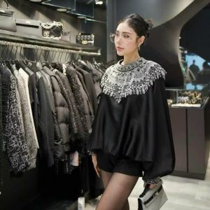 French style batwing silk shirt