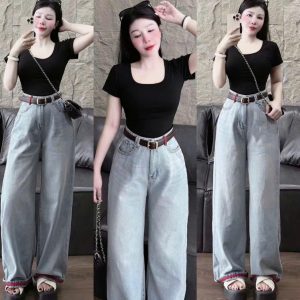 Quality wide leg fashion jeans