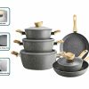 Premium 6-piece non-stick cookware set with natural stone pattern
